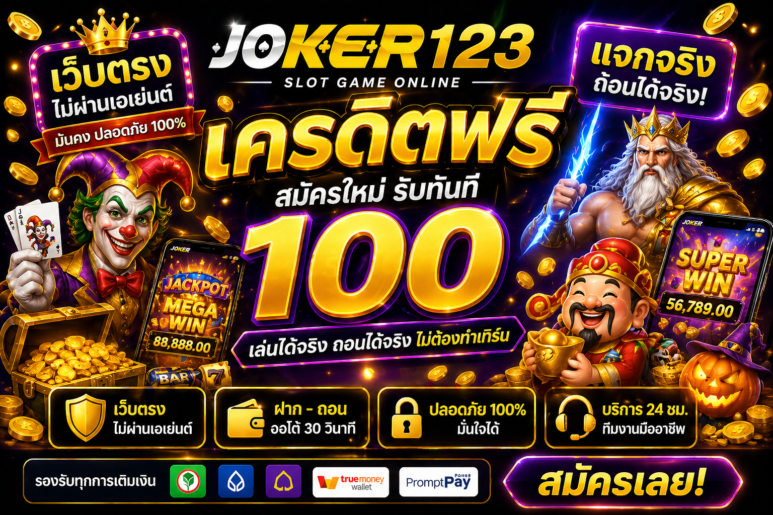 joker123เครดิตฟรี แจกจริงไหม? เจาะลึกสล็อตยุคใหม่ เล่นง่าย ได้ไว ไม่ต้องมีทุน