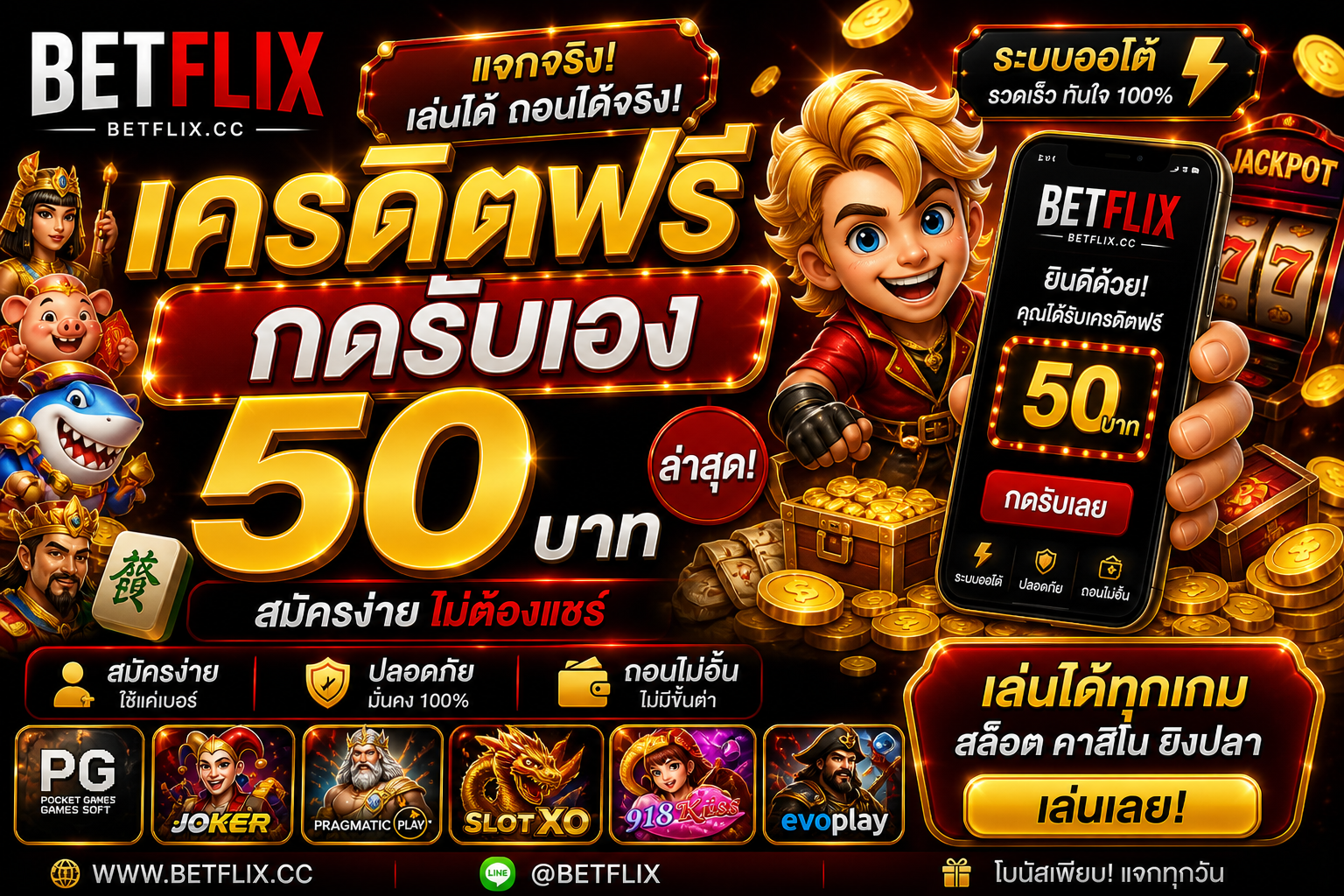 betflix เครดิตฟรี 50 ล่าสุด 2026 ดีจริงไหม? เจาะลึกทุกมุม พร้อมเทคนิค