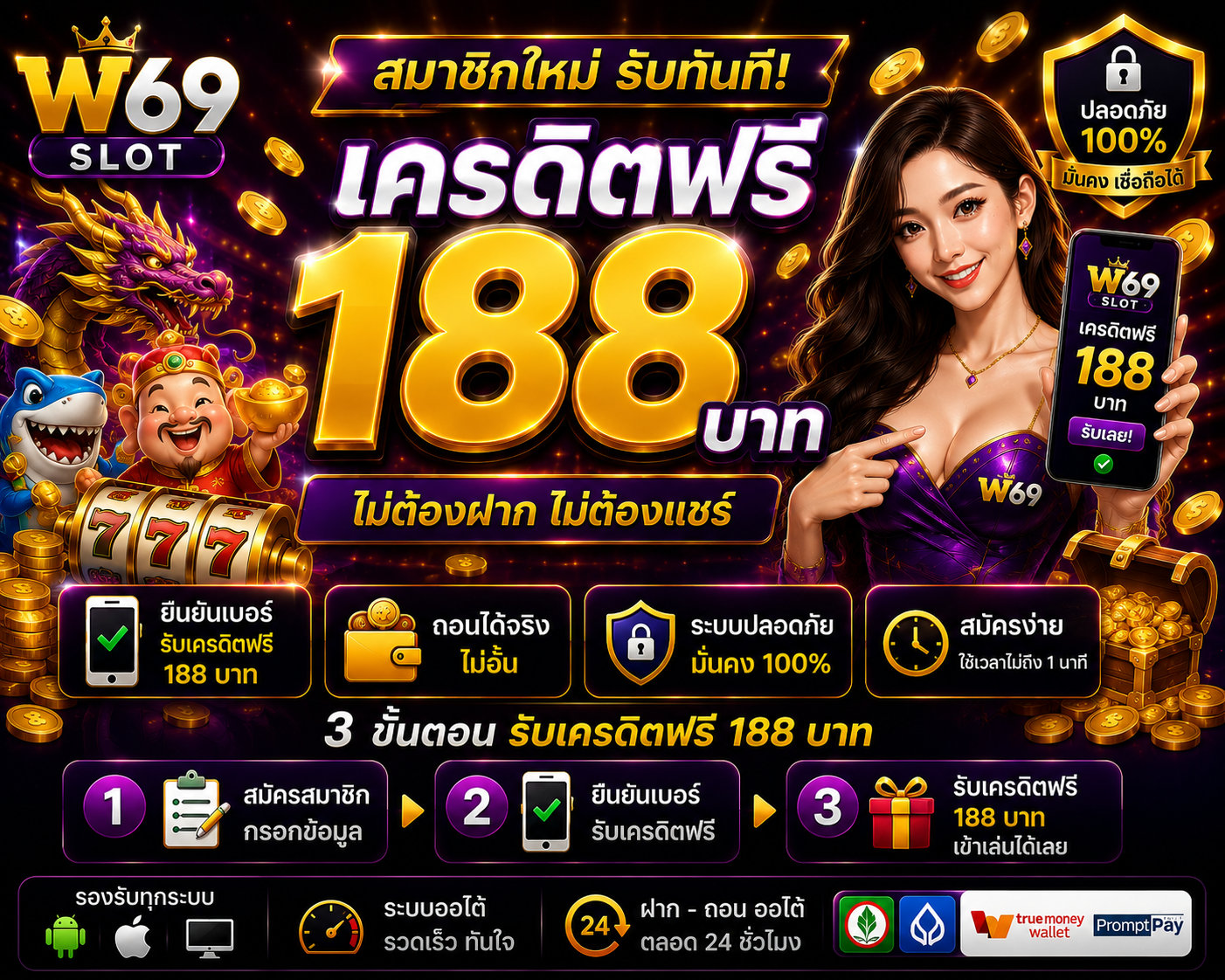w69 slot เครดิตฟรี 188 บาท อัปเดตเทรนด์สล็อตออนไลน์ 2026