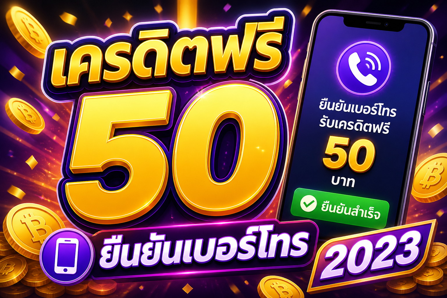 เครดิตฟรี 50 ยืนยันเบอร์โทร 2023 อัปเดตล่าสุด เล่นง่าย รับไว ใช้ได้จริง