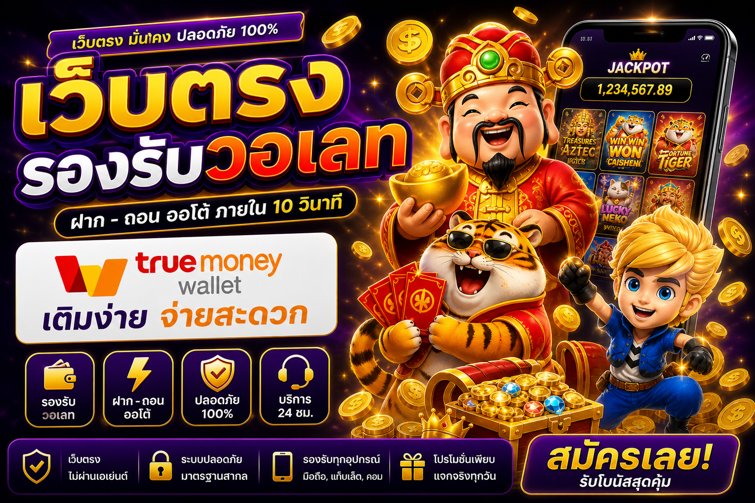 เว็บตรงรองรับวอเลท ฝากถอนเร็ว ปลอดภัย เล่นง่าย ตอบโจทย์สายสปิน